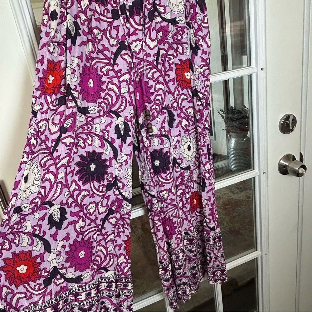 Cynthia Rowley Floral Purple Wide‎ Leg Pants Size Small - Picture 7 of 14